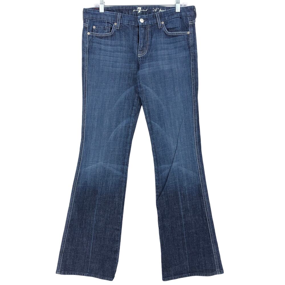 7 For All Mankind Jeans Womens 30 Flared Blue Denim A Pocket High Rise Stretch